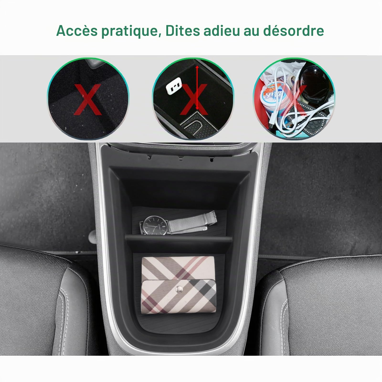 GAFAT Compatible avec Jeep Avenger 2025 2026-2023 Electrique Hybride Console Centrale Boîte de Rangement, au-dessus du Port de Charge, Avenger 4xe Organiseur Multifonction Plateau, Avenger Accessoires