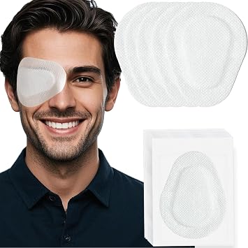 20 Pcs Adhesive Eye Patches for Adults, Medical Eye Patch Disposable Breathable Eyepatch for Amblyopia Lazy Eye Latex Free Adhesive Bandages for Adults Men, Large Size 3.542.76 inches, White