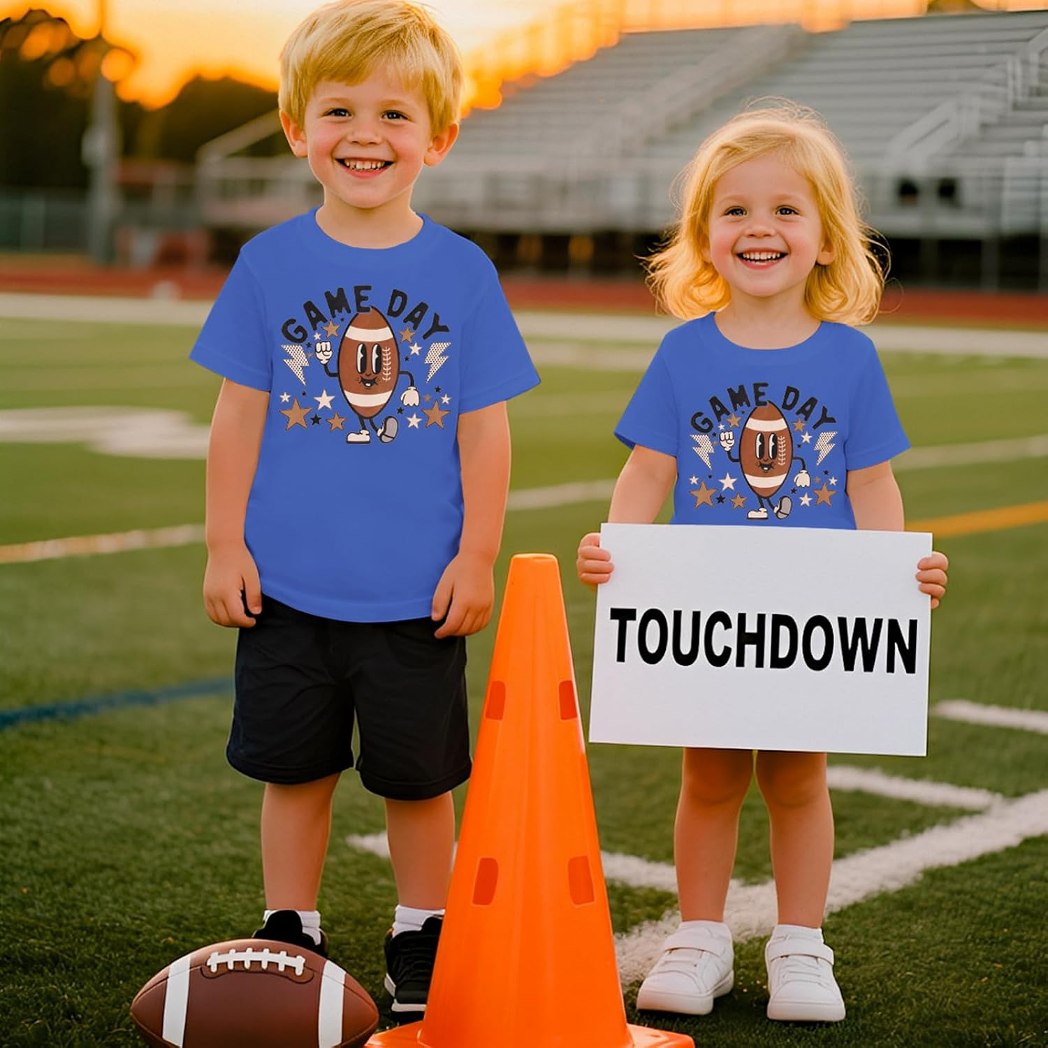 GLIGLITTR Toddler Boys Girls Game Day Shirts Funny Football Tshirt Sunday Football Season Outfits Kids Sports Fans Tee Tops