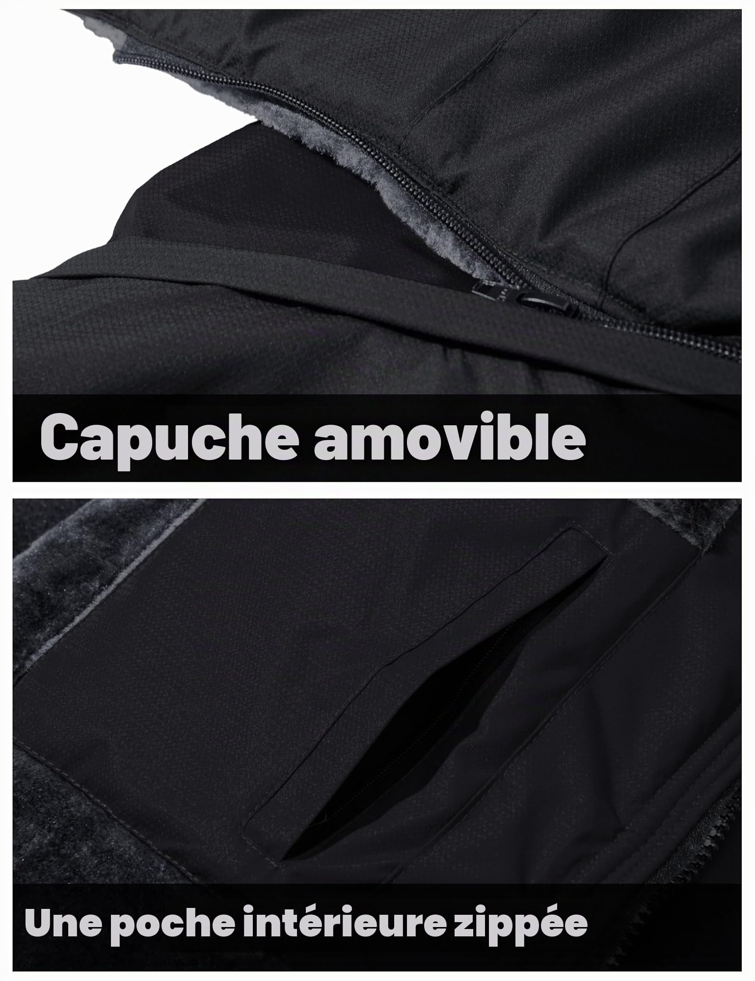 MAGCOMSEN Manteau Ski Homme Veste Imperméable en Polaire Coupe-Vent Chaude Avec Multi-Poches et Capuche Détachable