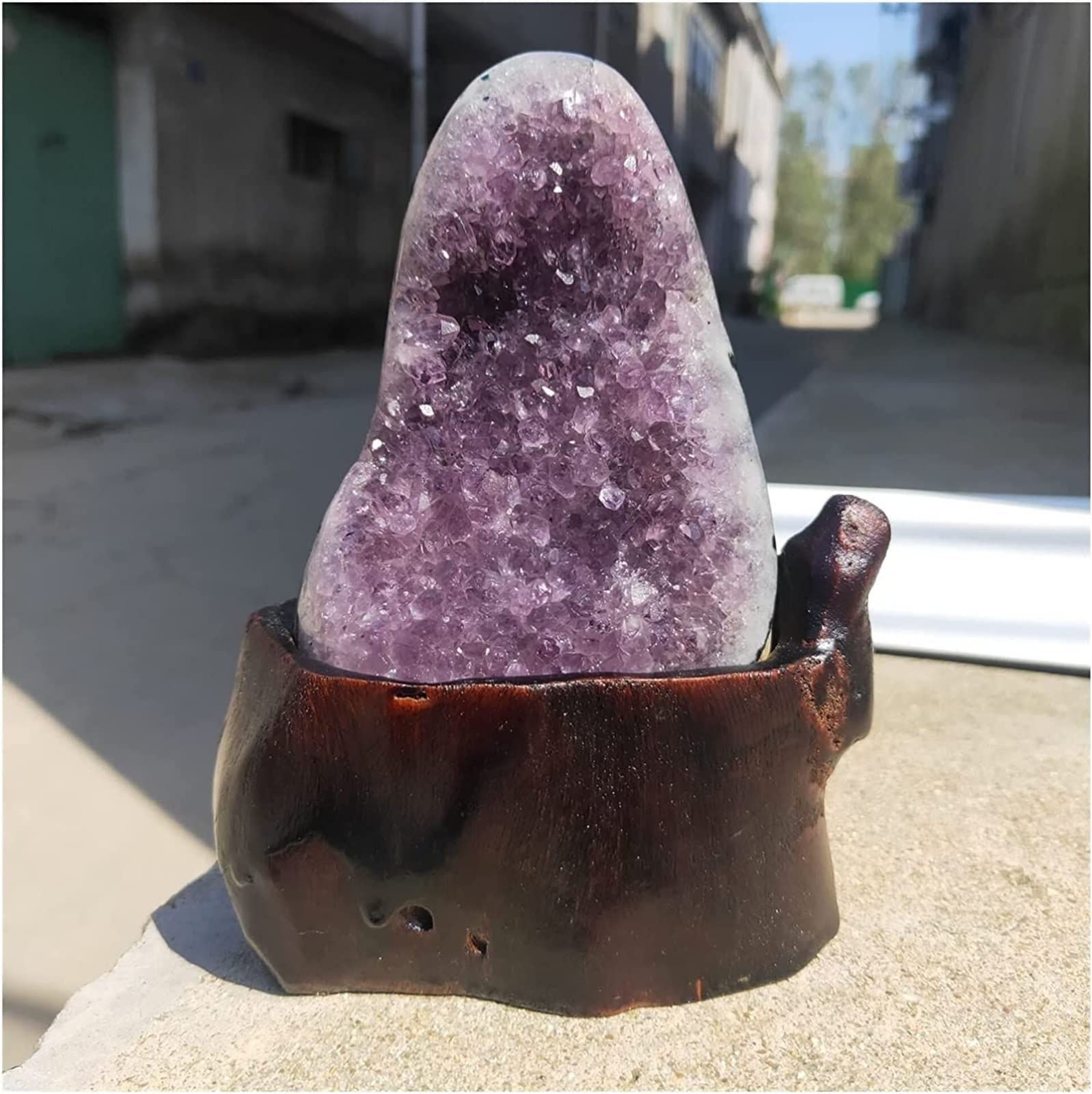 Amethyst Rough Stone Uruguay Stein Amethyst Geode Kristall Quarz Cluster Home Decor Display Amethyste (Size : 800-900g)