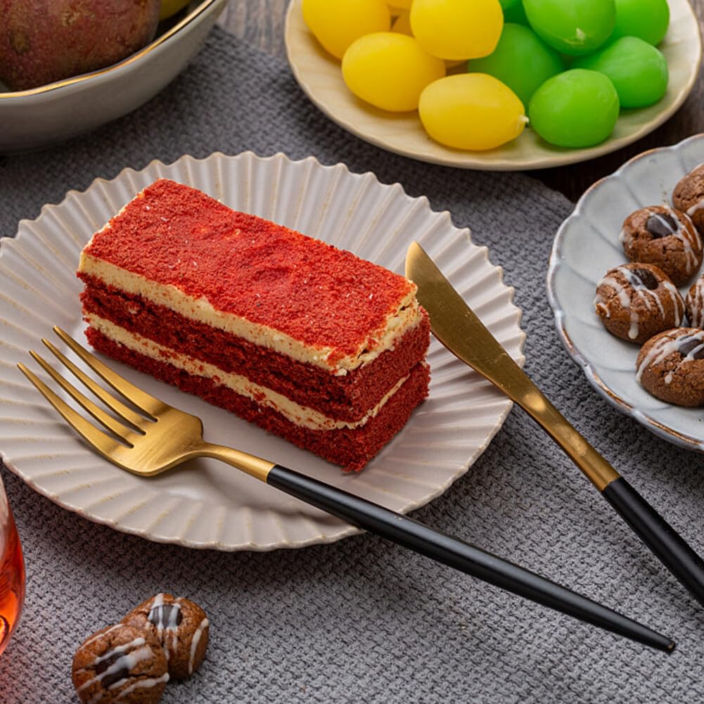 Couverts de Table en Acier Inoxydable, Lot de 24 Ensemble d'ustensiles Avec Couteau à Steak, Fourchette et Cuillère, Set de Couverts pour 6 Personnes avec Boîte, Cadeau de Noël (Or Rouge)