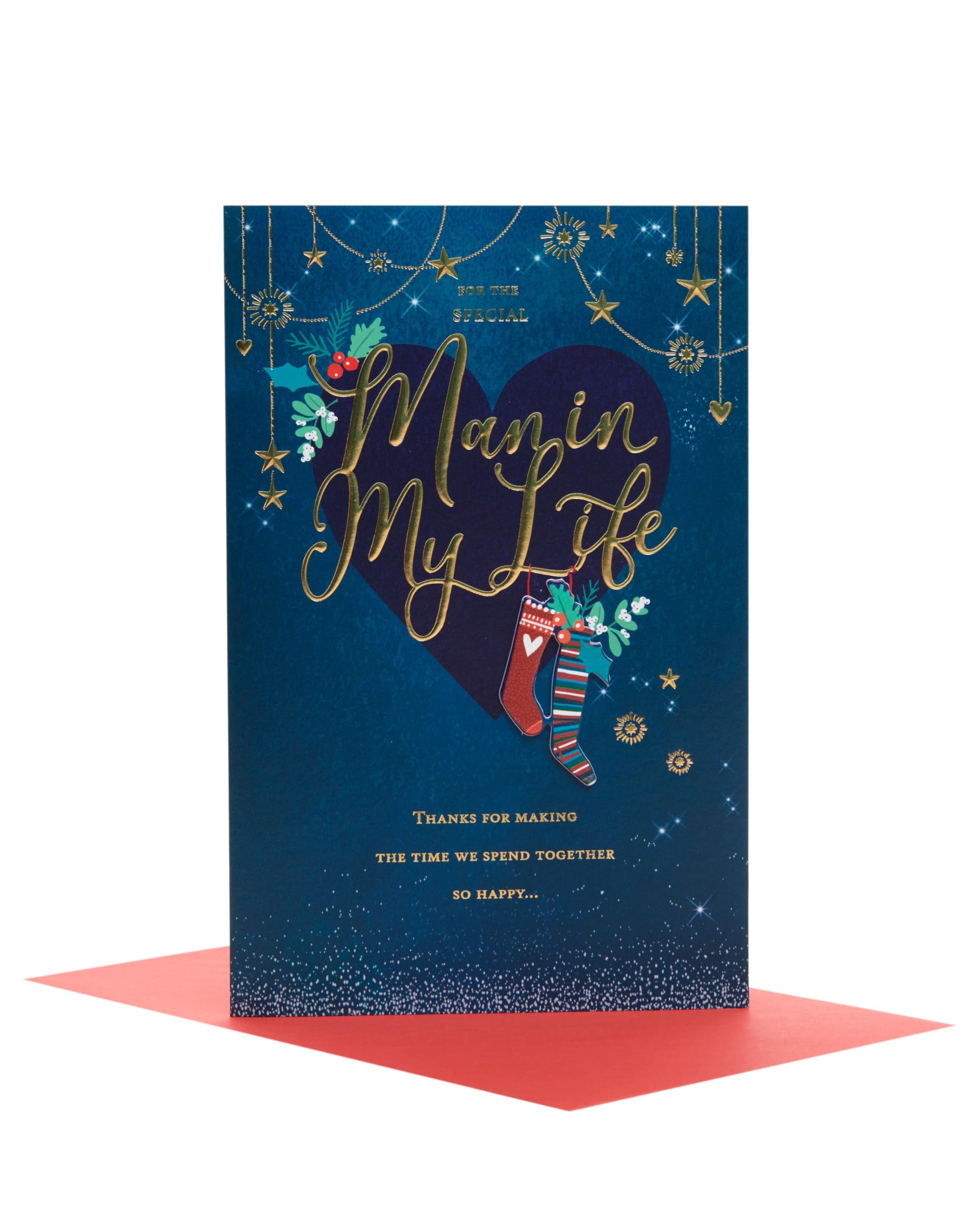 UK Greetings Christmas Card for the Special Man in My Life - Gold Lettering Design, 165 mm x 254 mm