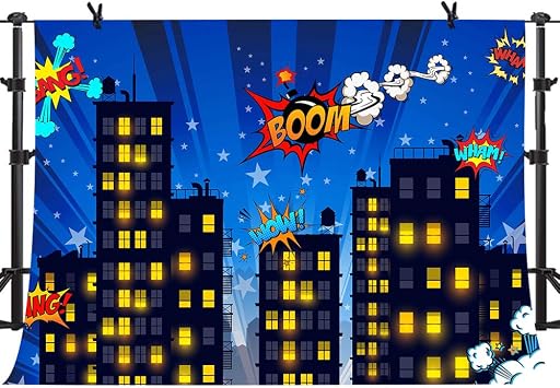 خلفية تصوير خارقة Cityscape 10x7ft رائعة مثل Super Hero City Photo Booth Background Birthday Party MTMETY Background ZYME0353