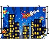 Superhero Cityscape Photography Backdrop 10x7ft Great as Super Hero City Photo Booth Background Birthday Party MTMETY Background ZYME0353