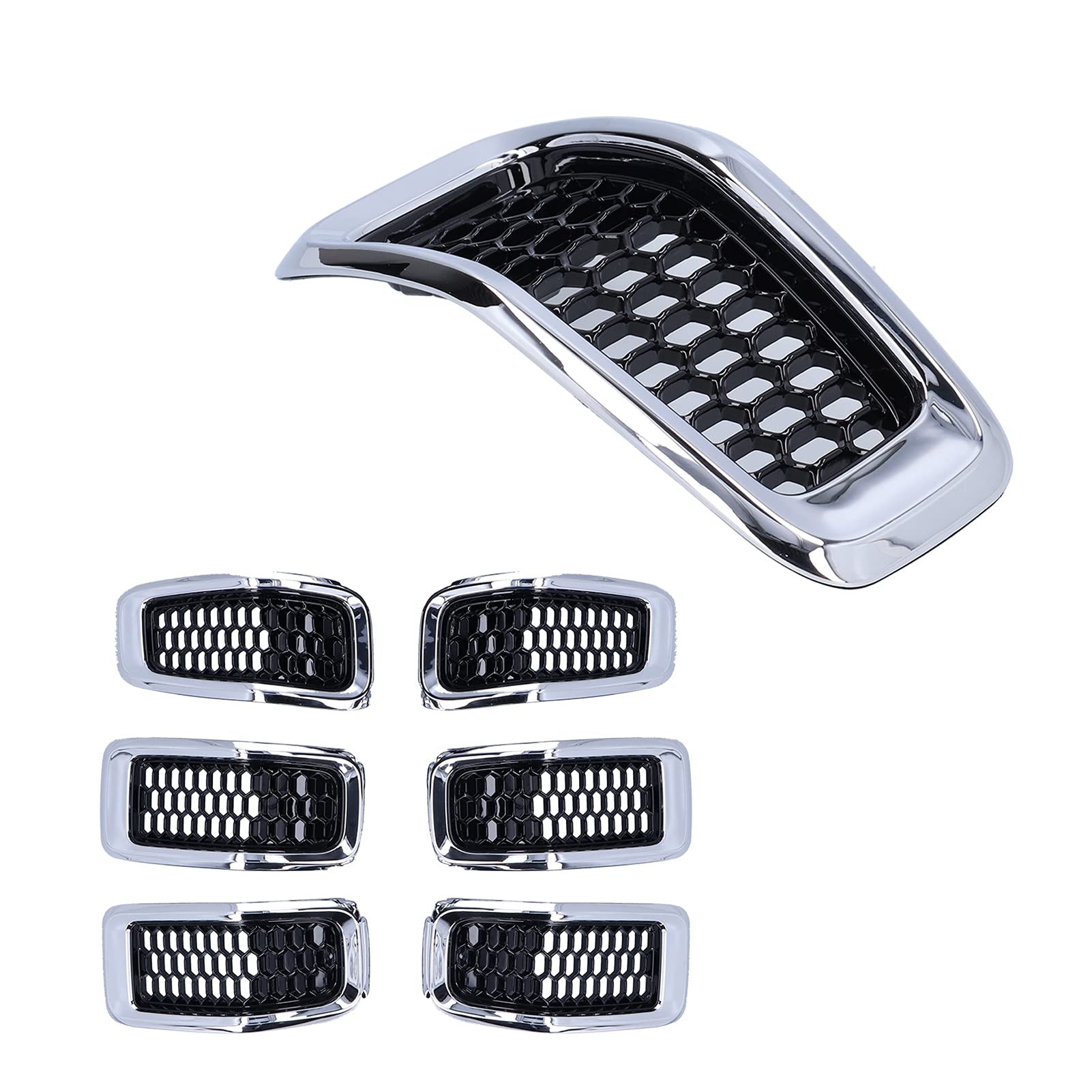 Generic Inserti per Griglia Anteriore, Rivestimento in Rete Elegante e Resistente, Adatto per Cherokee 2014-2018, 7 Pezzi per un Aspetto Elegante, Adatto per gli Appassionati di Auto (cornice