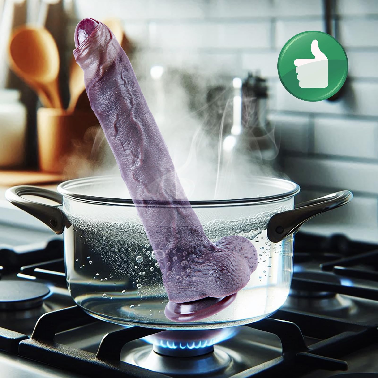Dildo realistico non circonciso di 24,5 cm con prepuzio,grande dildo in silicone,pene spesso con ventosa,dildonero per stimolazione del punto G anale,giocattolo sessuale per adulti per uomini e donne