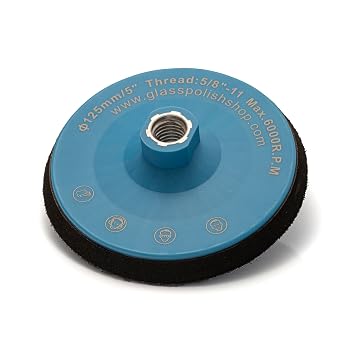 Glass Polish 5 inch 125mm Professional Polishing and Sanding Backing Pad for Rotary Polisher with 5/8"-11 Thread and Hook and Loop Fastener - GP12623