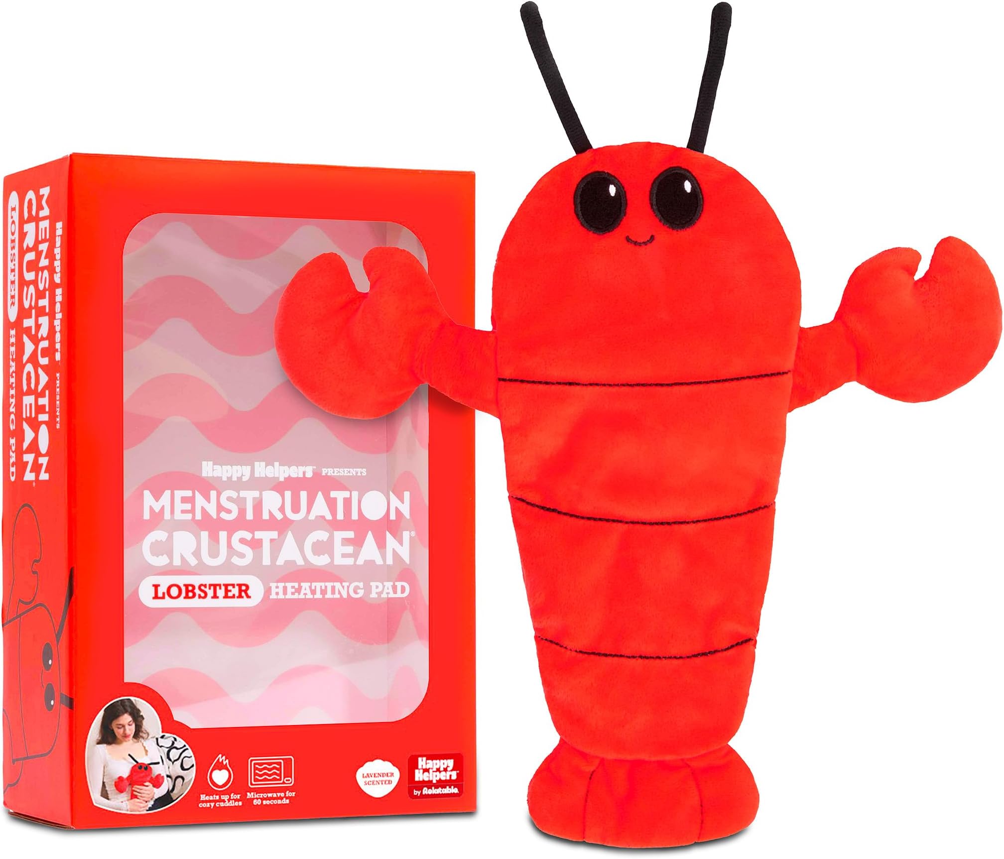 Menstruation Crustacean – Cuddly & Cute 14" Lobster Plush with Removable Lavender Scented Heating Pad – by What Do You Meme?
