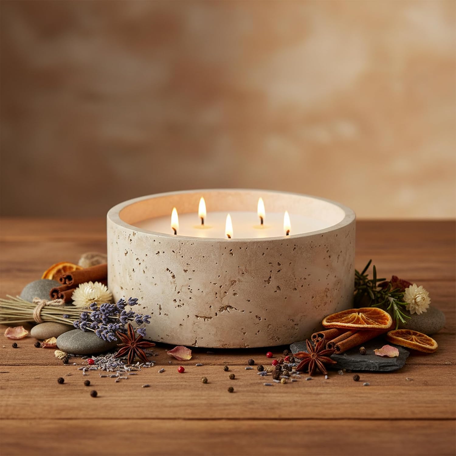 GalDal Scented Candle - Sandalwood & Cinnamon, 42 oz. 5 Wick Large Candle Made with Coconut Oil and Soy Blend Wax | Acacia Wood lid