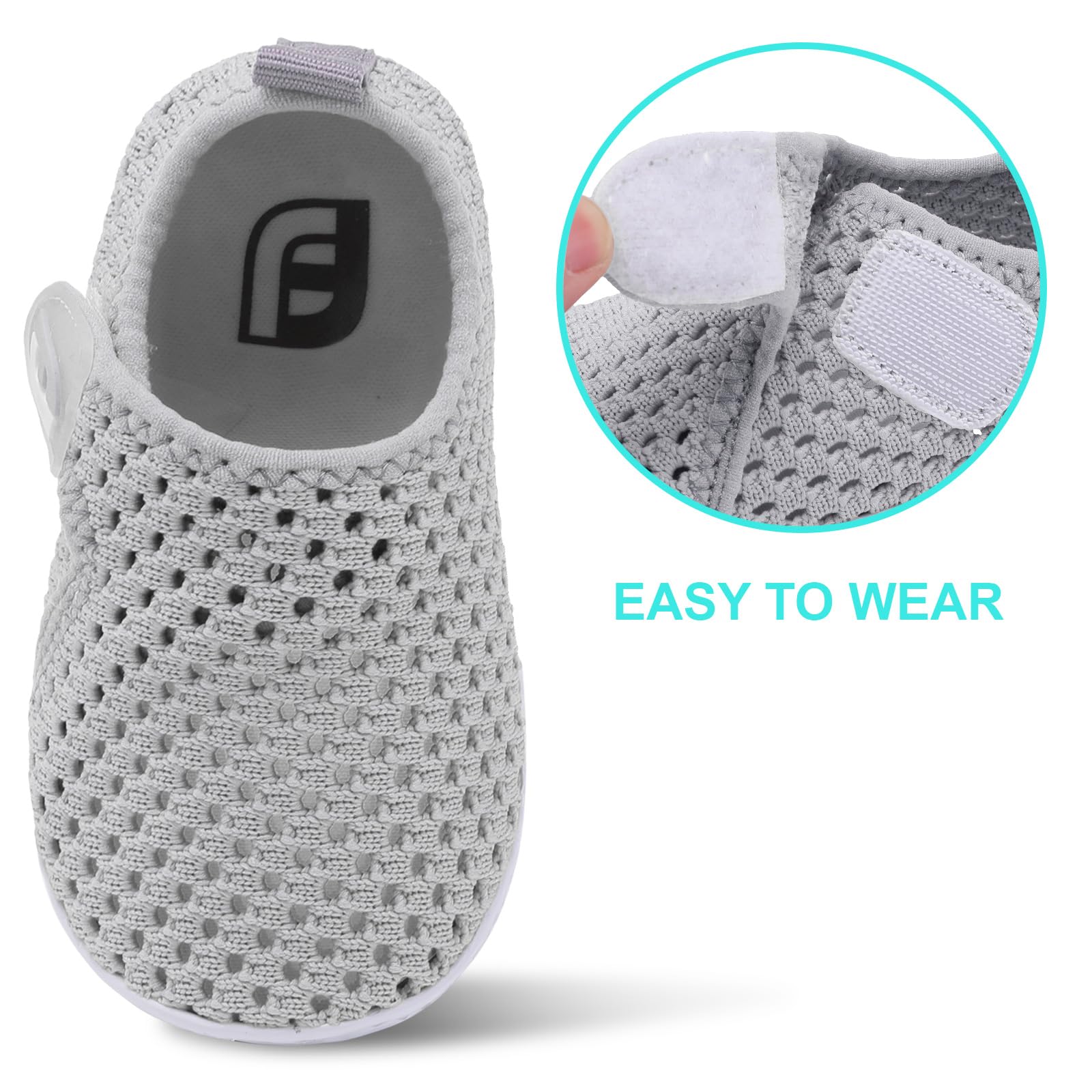Baby Girls Water Sports Shoes Toddler Sandals Barefoot Kids Aqua Sneakers Beach Swim Shoes First Walking Crib Shoe Mesh LightGrey 12-18 Months Infant