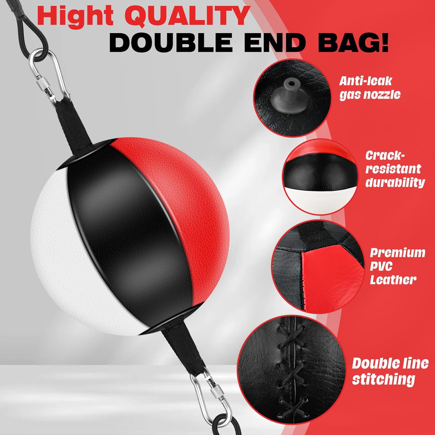 Doorway Punching Bag Double End Bag for Boxing, No Wall Installation Boxing Training Set with Bungee Cords, Double End Punching Ball Striking Equipment for Training at Home & Gym