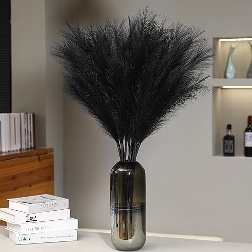 9 tallos de hierba negra de las pampas, decoración de césped sintético de 38 pulgadas de alto, pompas artificiales largas florales para decoración