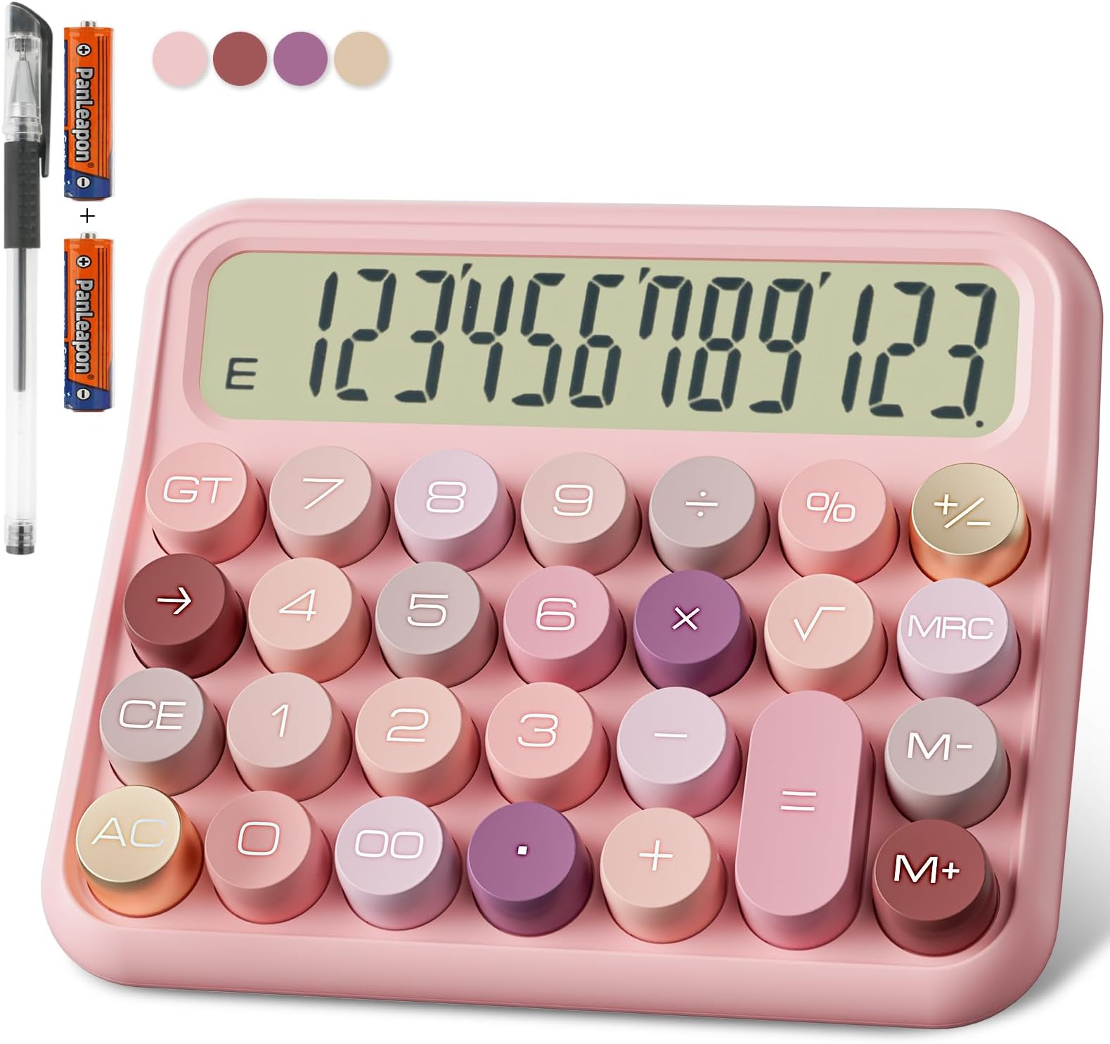 - Battery Desk Calculator - 12 Digit Extra Large 5-Inch LCD Display, Big Buttons Easy to Press, 15 Tilt Screen for Kids (Rose)