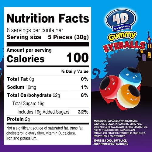Miniatura 2 de AMOS Caramelos de globo ocular de goma 4D envueltos individualmente, globos oculares 3D, regalo perfecto para fiestas de Halloween de niños (40