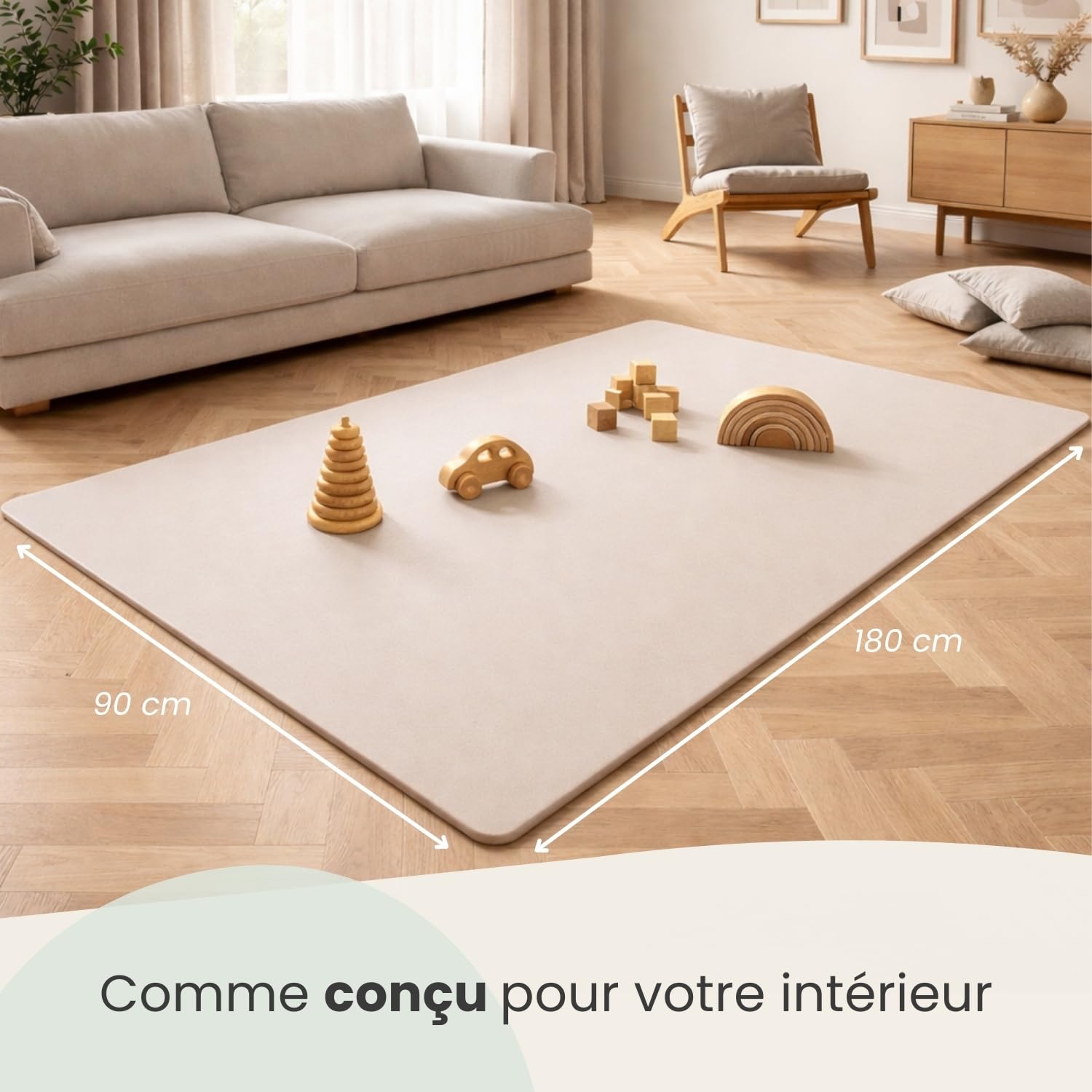 LittleTom 18 Pièces Tapis Puzzle Enfant - Certifié TÜV - 30x30 cm Dalles en Mousse EVA avec Bordures - Surface de Jeu pour l'Éveil - Carrés Puzzle Antidérapants - Revêtement pour Chambre des Petits