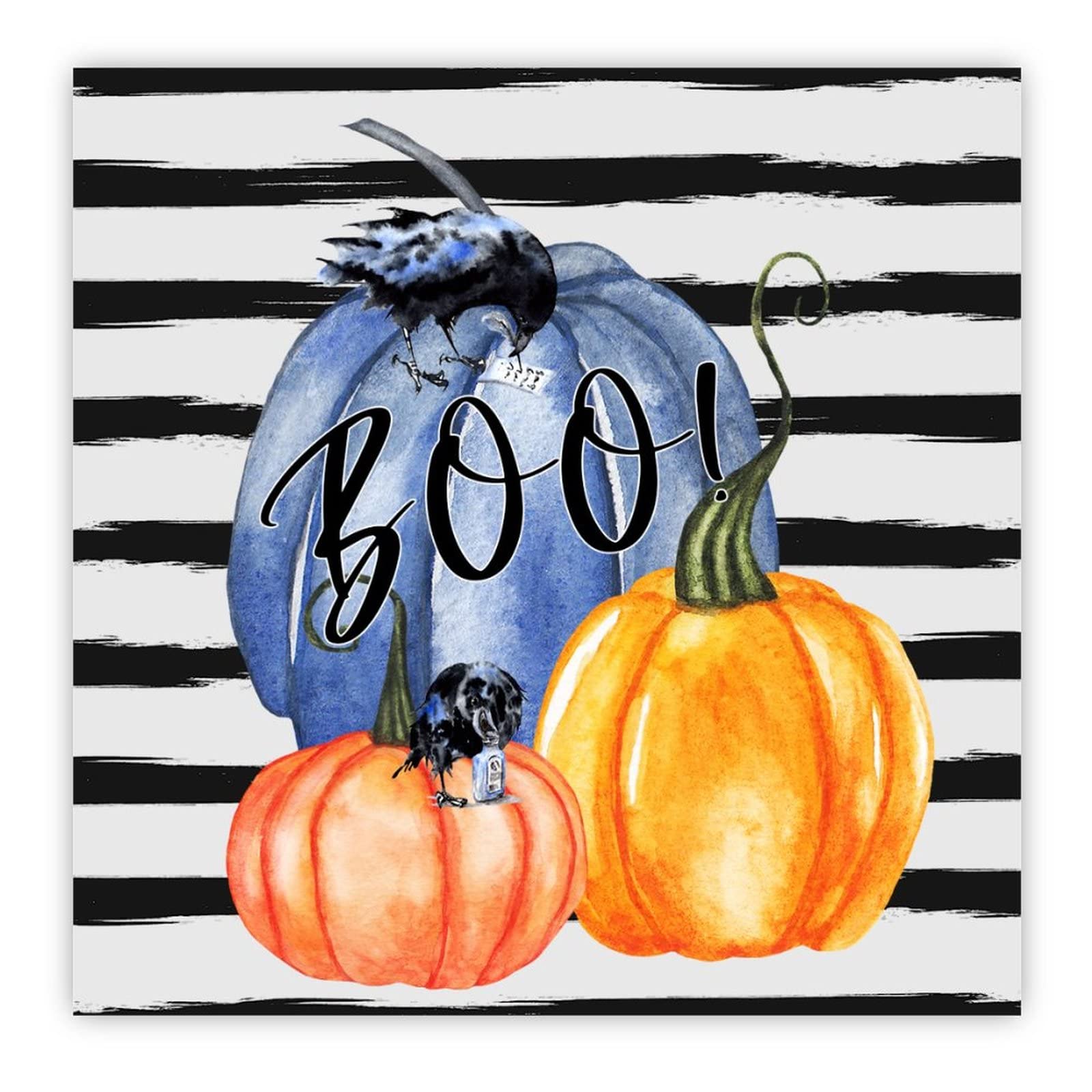 Corbeau noir plaque en bois Halloween déco murale vintage rustique 40x40 cm