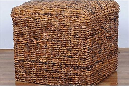 Maykoosh Square Twisted Ottoman, Exotic Hand-Woven Abaca Style with Foam Cushioning for Comfort, Dimensions: 18 L x 18 W x 16 H, Stylish Addition to Any Room