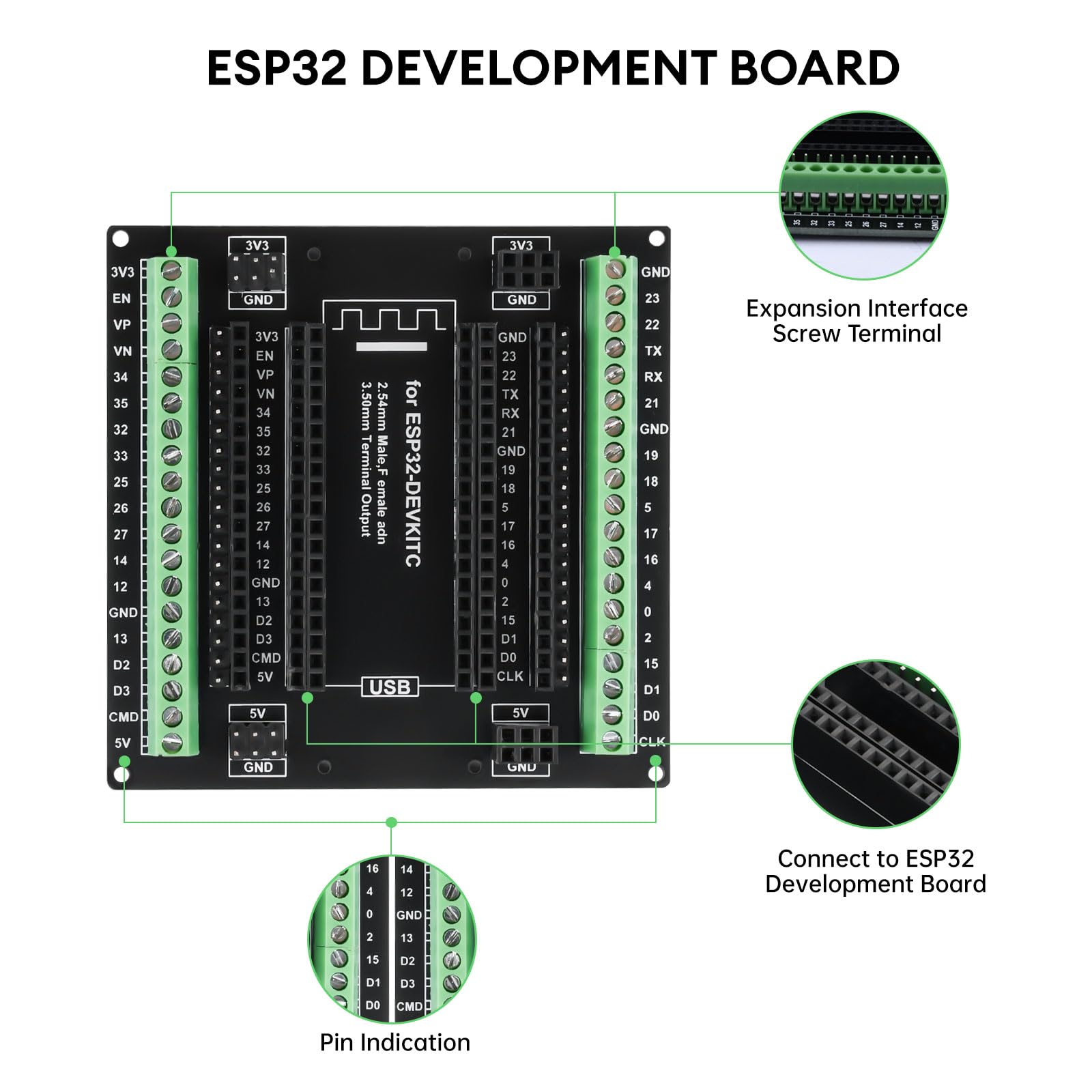 diymore 3 pezzi per ESP32 Breakout Board Scheda di espansione GPIO da 1 a 3 compatibile con la scheda di sviluppo per ESP32 38 Pin