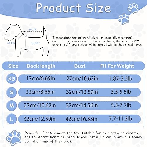 Miniatura 6 de Suéteres para perros pequeños, ropa de forro polar de chihuahua, ropa para perro XS, suéteres cálidos de invierno para cachorros, trajes para perros