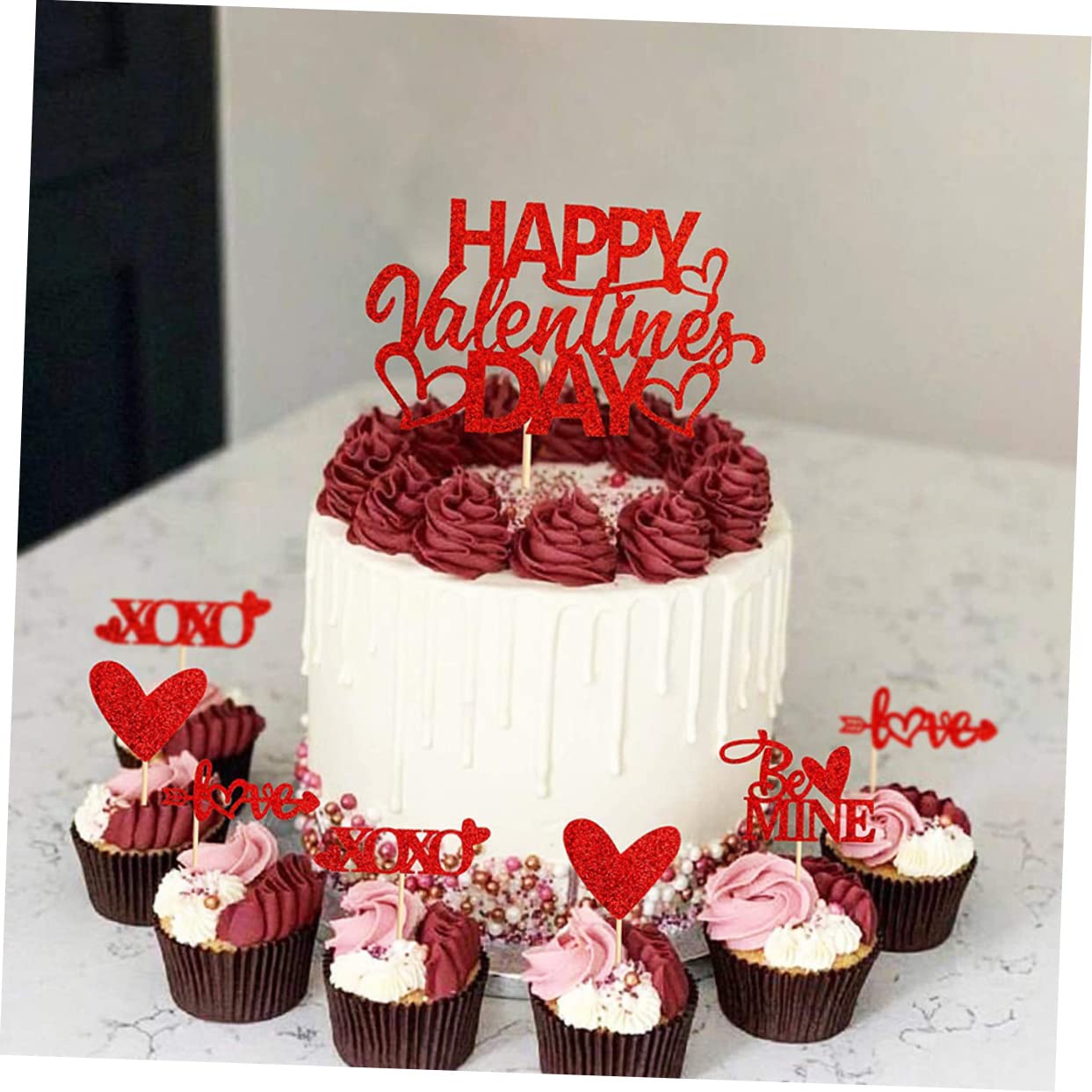 Toyvian 100pezzi Decorazioni Per Torte Di Di Cake Topper Tema Cuore Eleganti Accessori Per Cupcake e Dessert Per Feste e Matrimonio