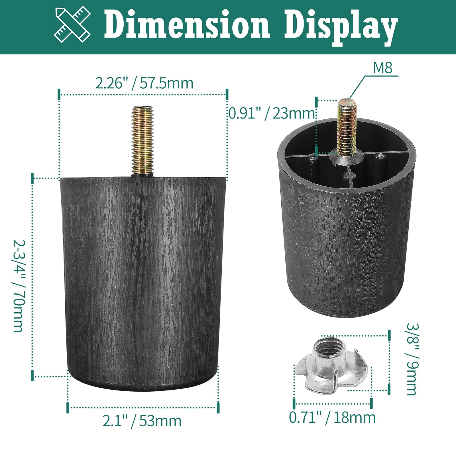Snapklik.com : Masendelk M8-1.25 Metric Thread Bolts Plastic Furniture ...