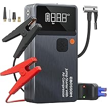 Booster Avviamento Auto,Avviatore per veicolo con Compressore Aria Portatile,8000mAh Avviatore Batteria Macchina,Jump Starter con LED Torcia,Ricarica USB-C,7in1 Kit di Viaggio e Attrezzi di Emergenza
