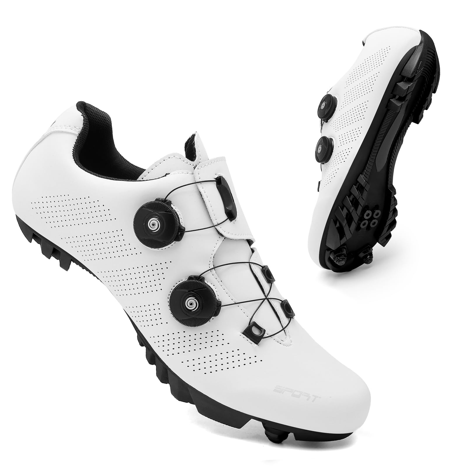 MTB Scarpe da Ciclismo Uomo, Traspirante Scarpe da Mountain Bike per Bici da Strada compatibles avec des Crampons SPD à 2 Boules All'aperto