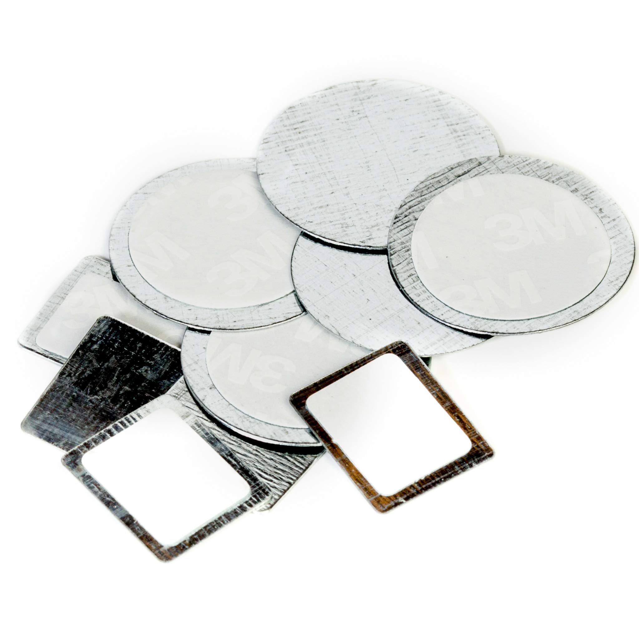 Beauty Junkees Depotting Metal Stickers - 10pc Round and Square Adhesive Stickers for Non-Magnetic Eyeshadow Depotting Pan for Empty Magnetic Palette