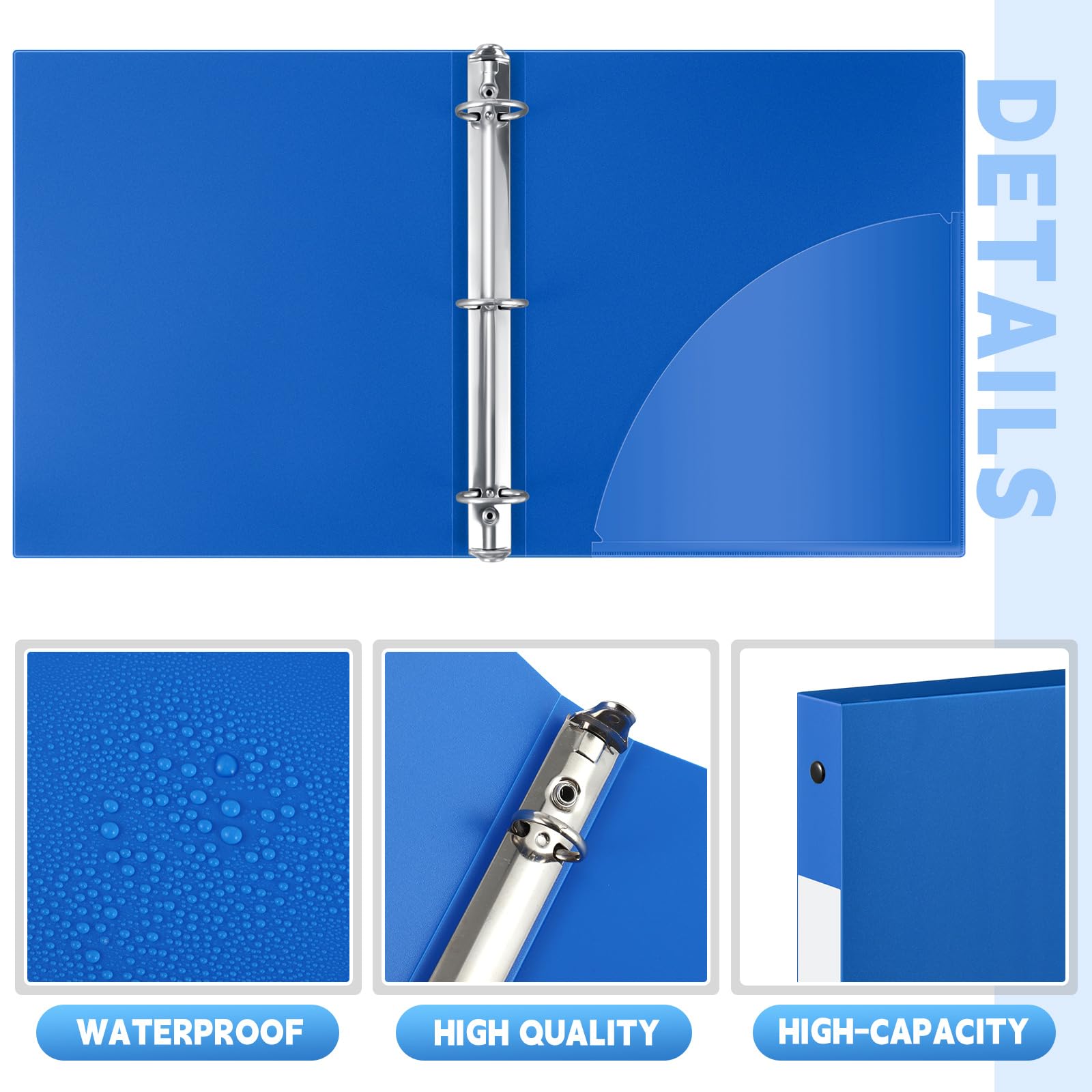 Henoyso 16 Pcs 3 Ring Binder 1/2'' Round Fits Letter Size 8. 5'' X 11 Paper Plastic Flexible Binder Holds 100 Sheets With 1 Pockets Versatile Organizer For Office Home School Purple