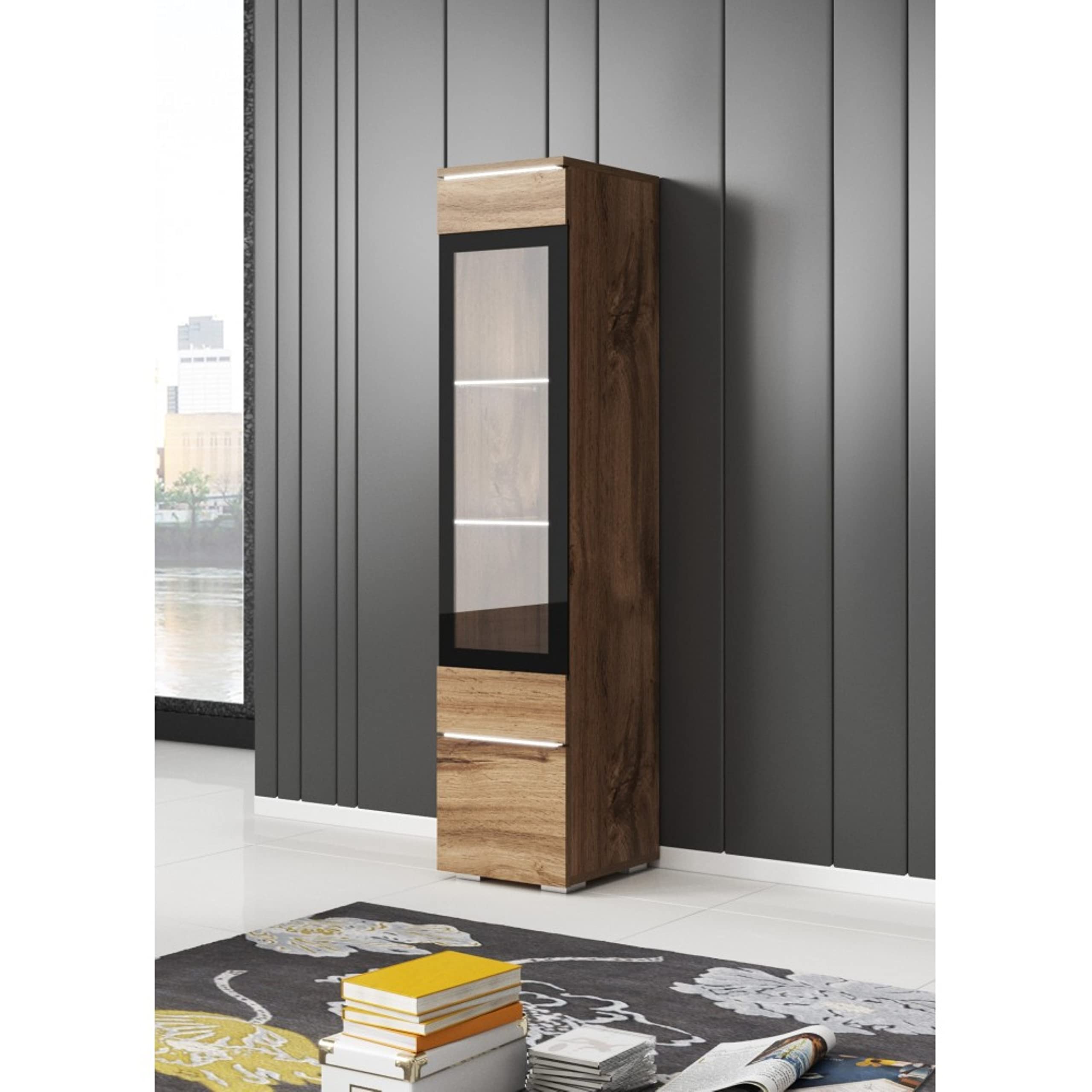 Modern Entertainment Center Wohnwand Set mit Hängeschrank oder Stehschrank Lowboard und Wandboard für Wohnzimmer Wotan Eiche VEVE 2