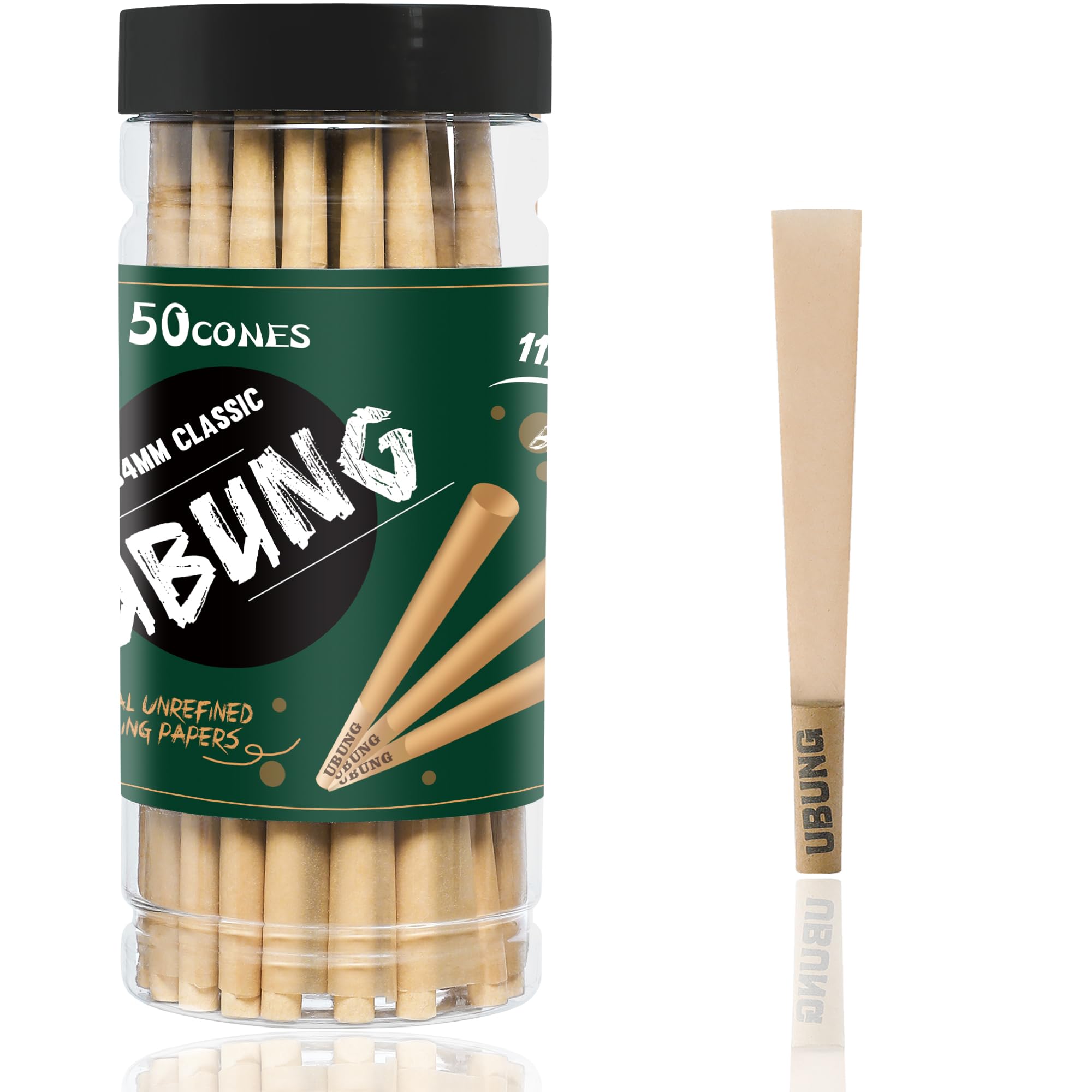 UBUNG Brown Cones 50 Pcs, 11/4 Size Pre Rolled Cones, 84mm Cones Rolling Papers with Tips