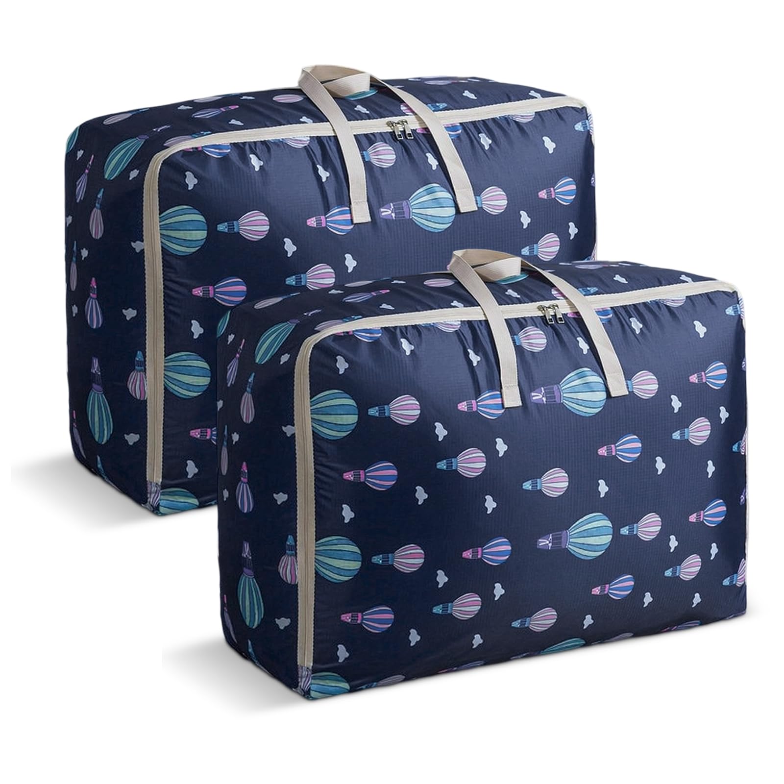 2 Pezzi Borse Stoccaggio Vestiti, 84L Borsa di Immagazzinaggio, Borse Trasloco con Cerniera, Borsa di Stoccaggio Sotto Letto, Impermeabile Contenitori Sottoletto per Vestiti, Coperte, Cuscini