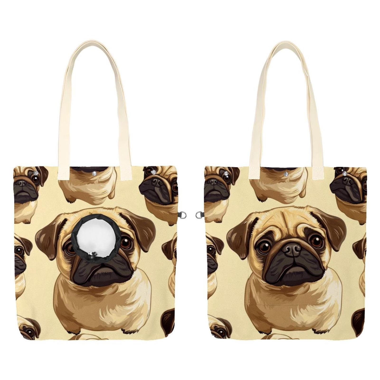 Sac à bandoulière en toile durable premium imprimé carlin chic