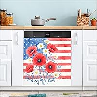 Vista 6 de 4th of July Cowboy Red Print Dishwasher Magnet Cover Decorative Magnetic Sticker Refrigerator Panel Door Decal for Kitchen Home Cabinet 23" W * 26" H