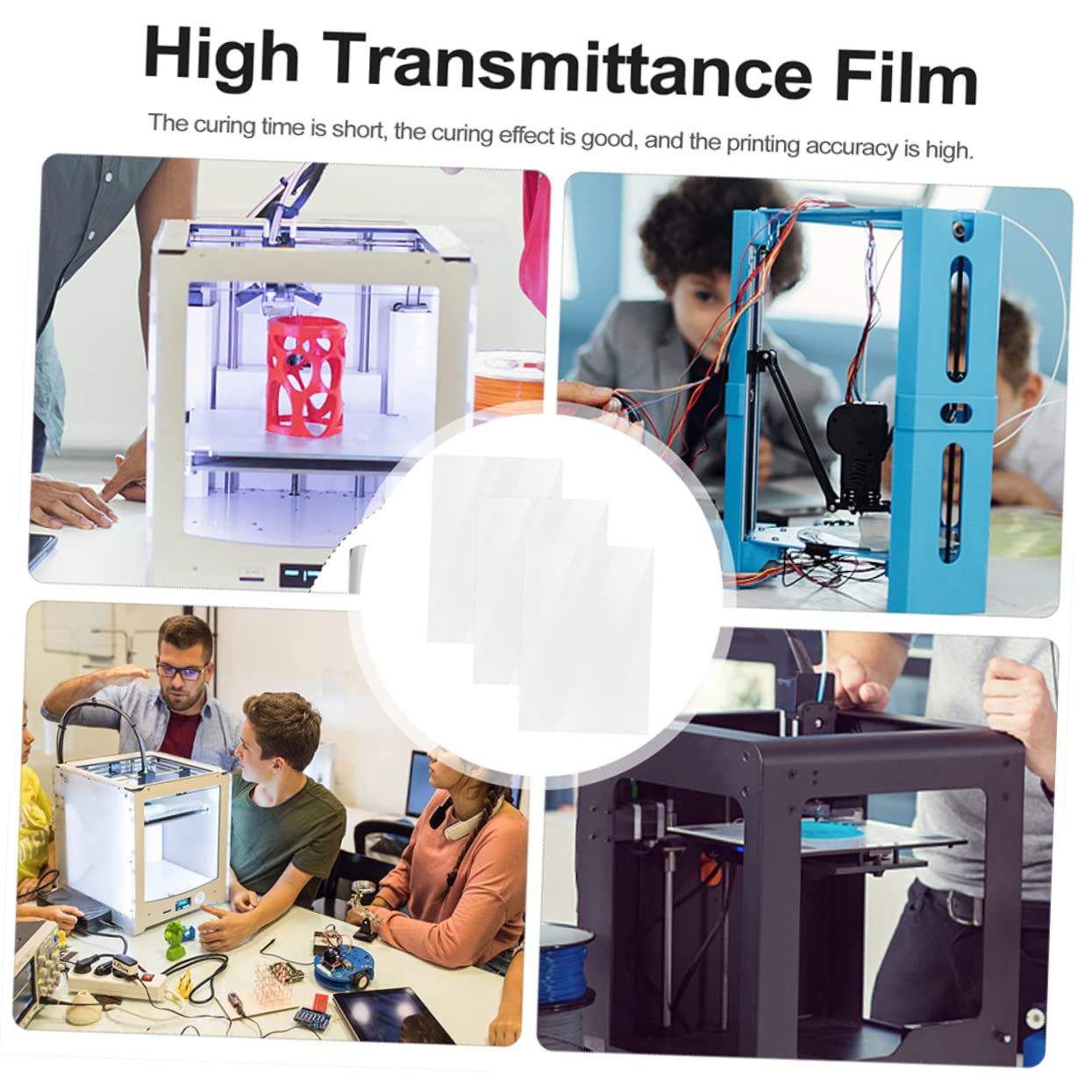 Pellicola Fep per Stampante 3d Alta Trasparenza e Superficie Liscia, Prestazioni di Distacco Eccellenti, Confezione da 6 Fogli per Stampa Precisa e Affidabile
