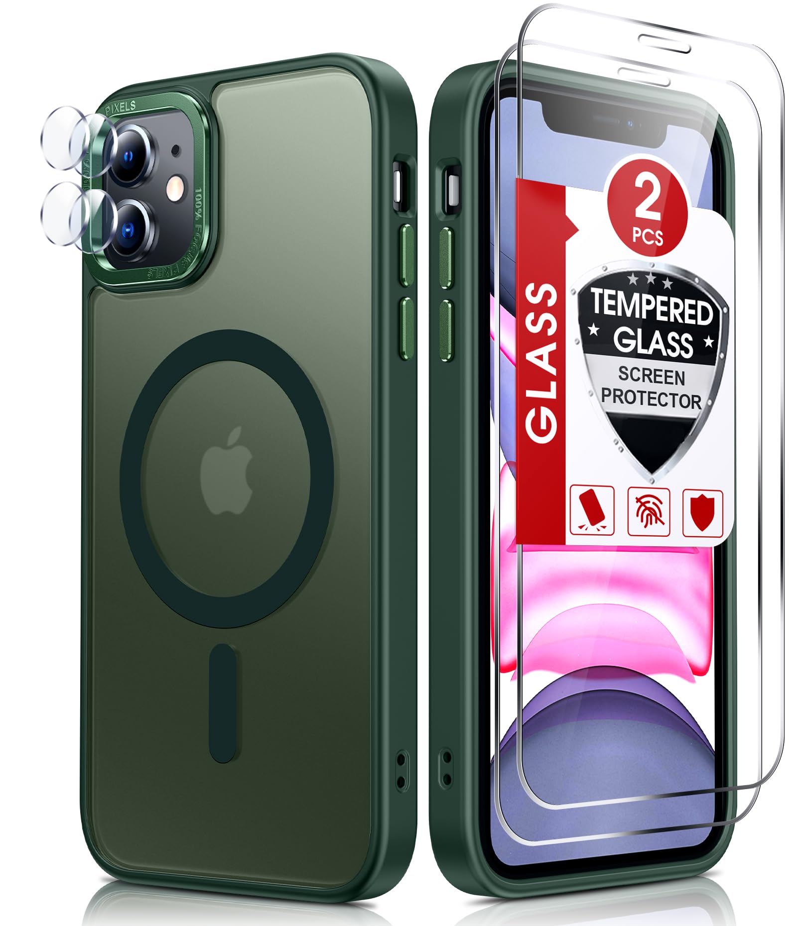 LeYi for iPhone-11 Phone Case with Screen Protector & Camera Cover Green Global Recycled Standard Global Recycled Standard Global Recycled Standard