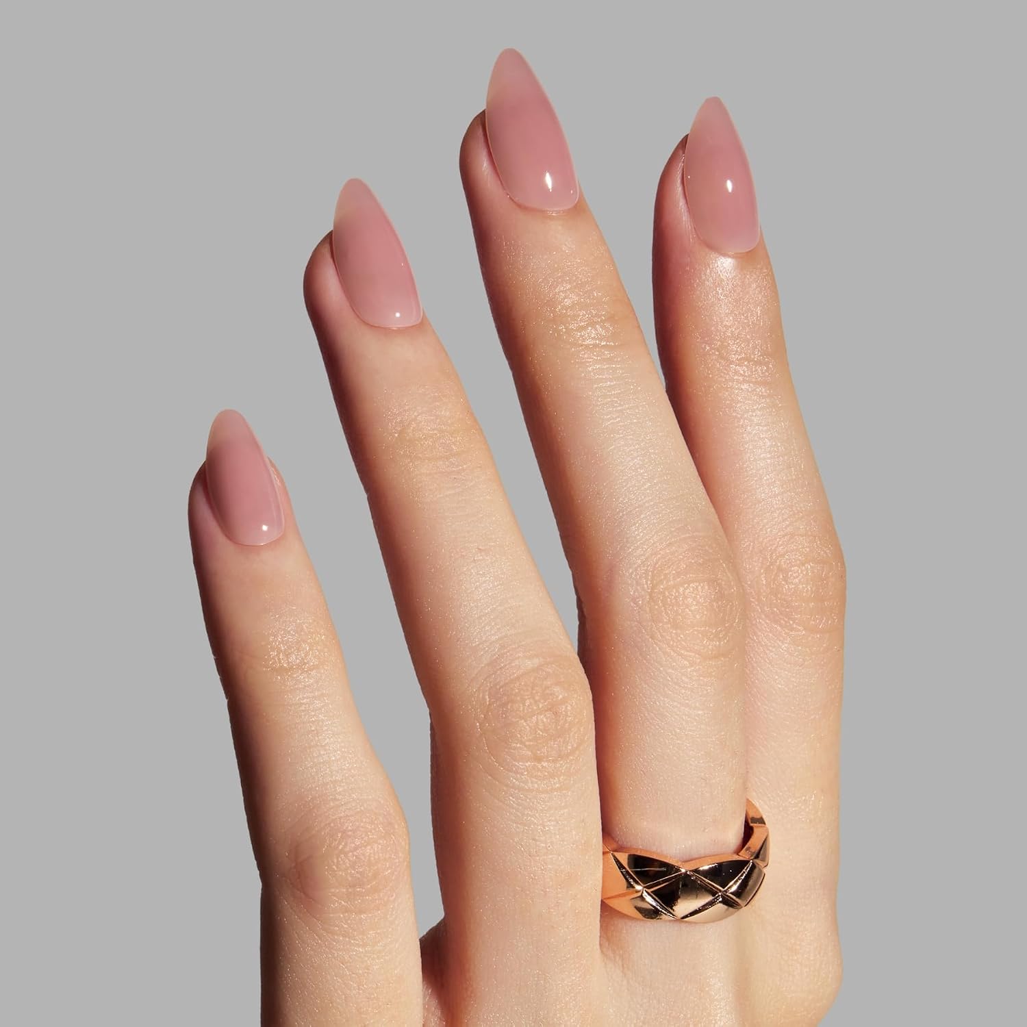 LAMIMOSA 32Pcs Nude Press On Nails Short Almond, BARE BLUSH