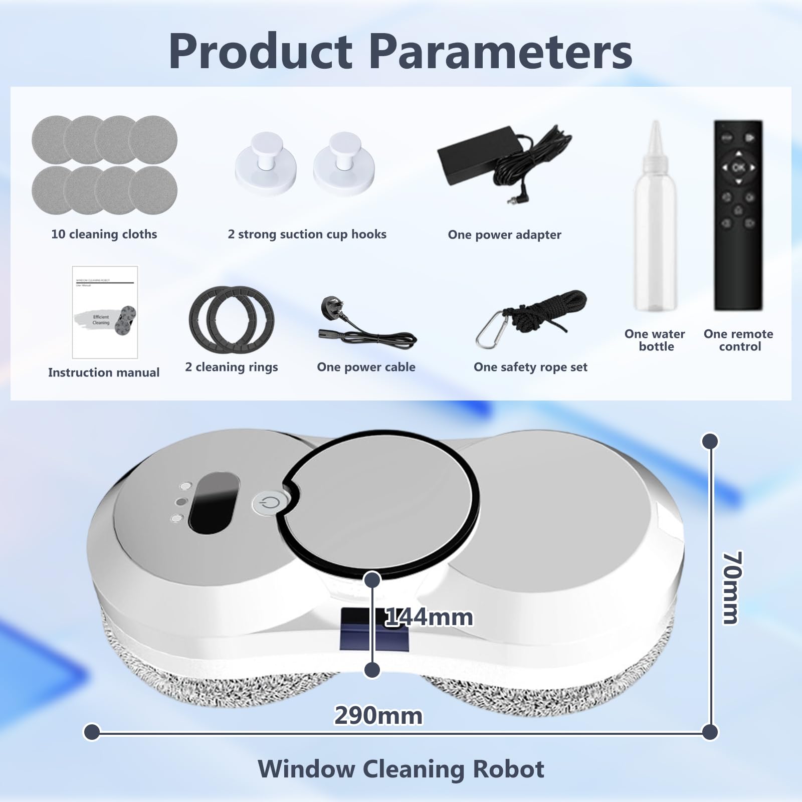 Robot Laveur de Vitre 5600Pa, Robot Nettoyeur Vitre avc 3 Modes de Nettoyage, Laveur de Vitre Automatique avec Fonction Pulvérisateur, Navigation Intelligente, pour Fenêtres, Carreaux, Comptoirs