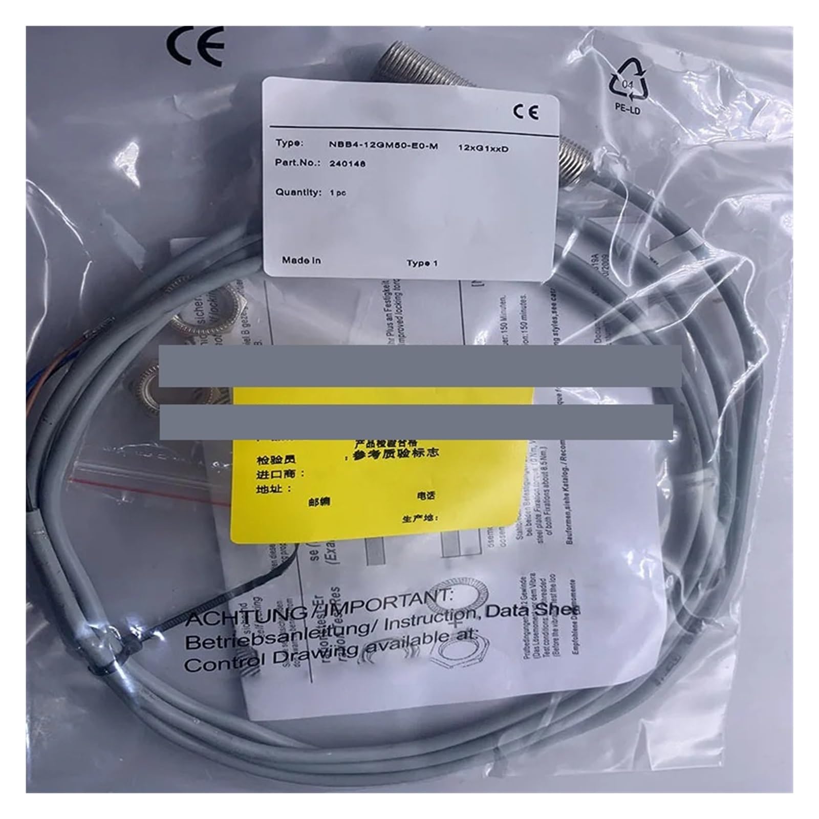Capteur NBB4-12GM60-A2 avec détection inductive précise à 4mm