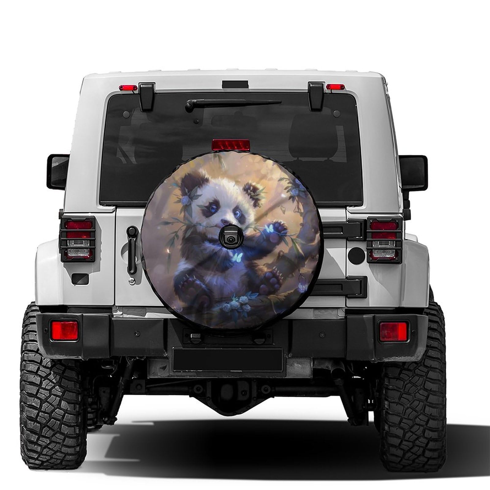 Dujiea Fantasy Cute Panda Spare Tire Cover with Backup Camera Hole, Universal Wheel Tire Cover Tire Protectors for Trailer RV Van SUV Truck Camper and Many Vehicle 16inch