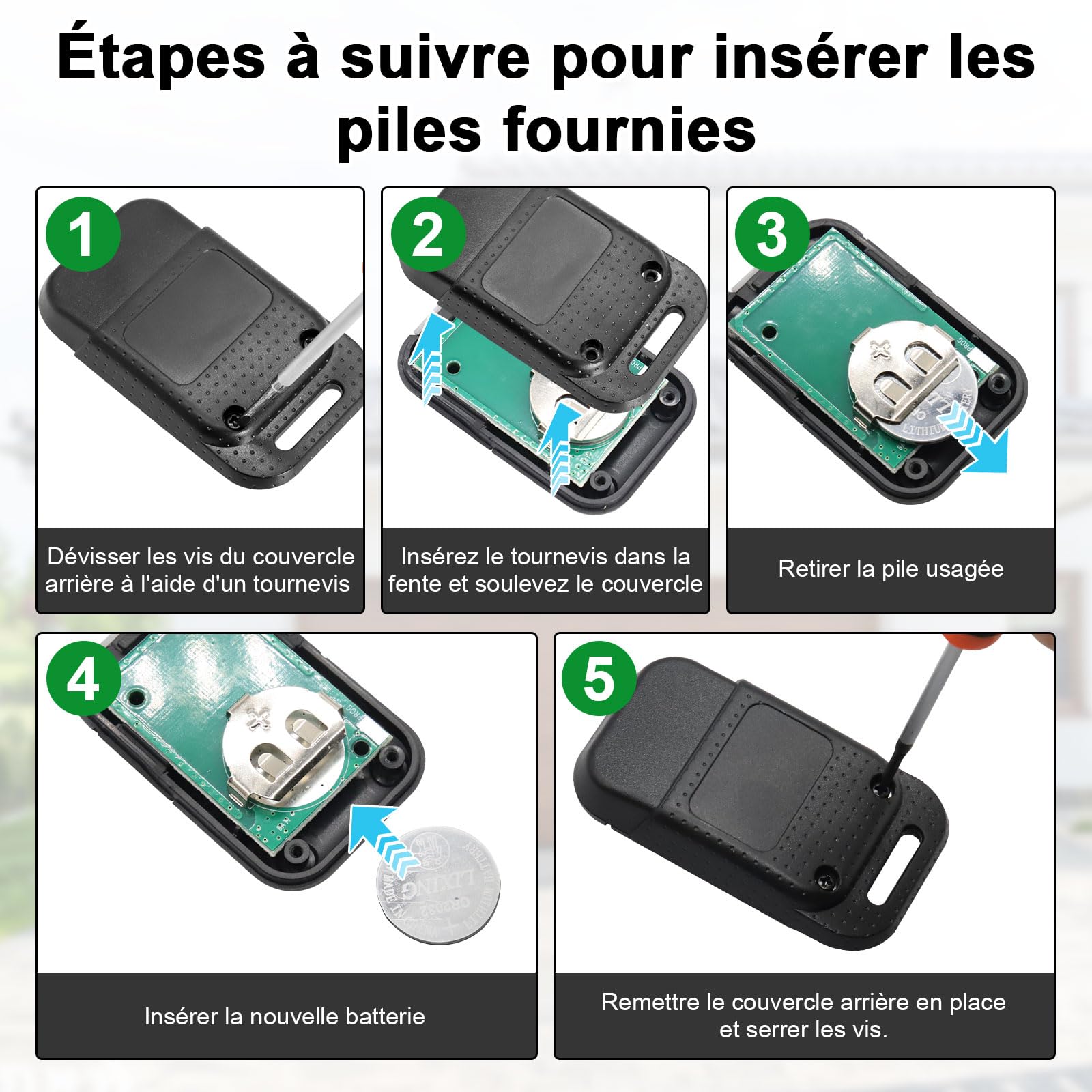 433,42 MHz Telecommande Portail S0-mfy pour 2401539, 1841026,1841025, 2 Canaux, Rolling Code, Télécommande Bip Portail de Garage