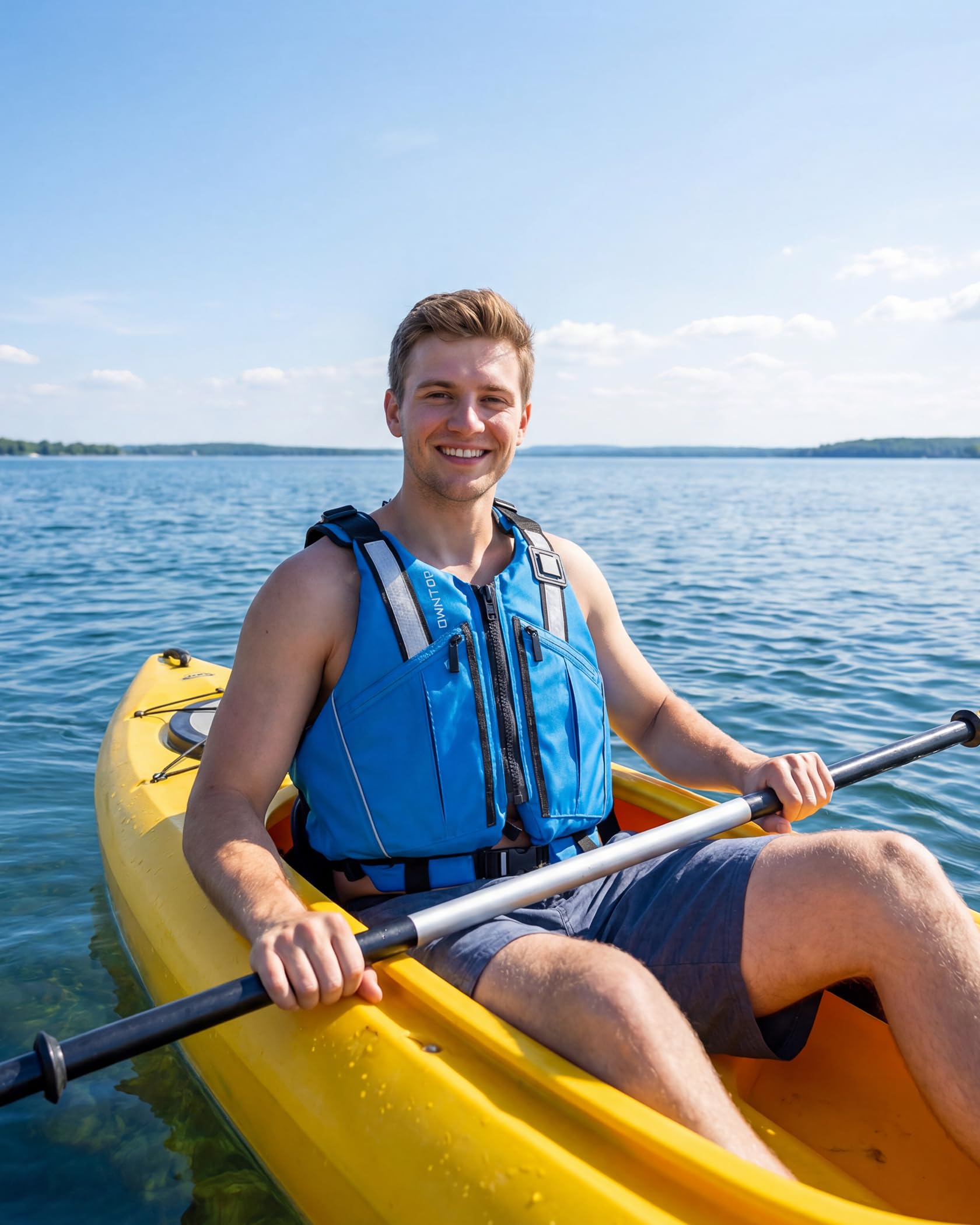 Owntop Ayuda a la Flotabilidad para Adultos – Chaleco Flotante Ajustable con Bolsillos Grandes, Cintas Reflectantes y Aberturas amplias | Chaleco de Natación para Kayak, Pesca, Navegación