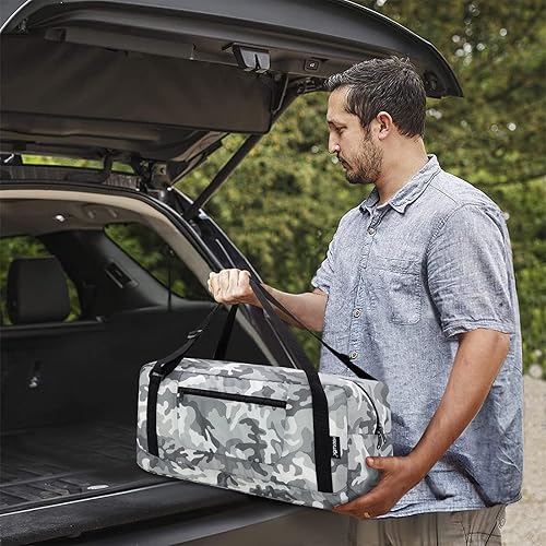 Miniatura 6 de HOLYLUCK Bolsa de viaje plegable para mujeres y hombres, ideal para gimnasio, Camuflaje ártico, Bolsa de viaje