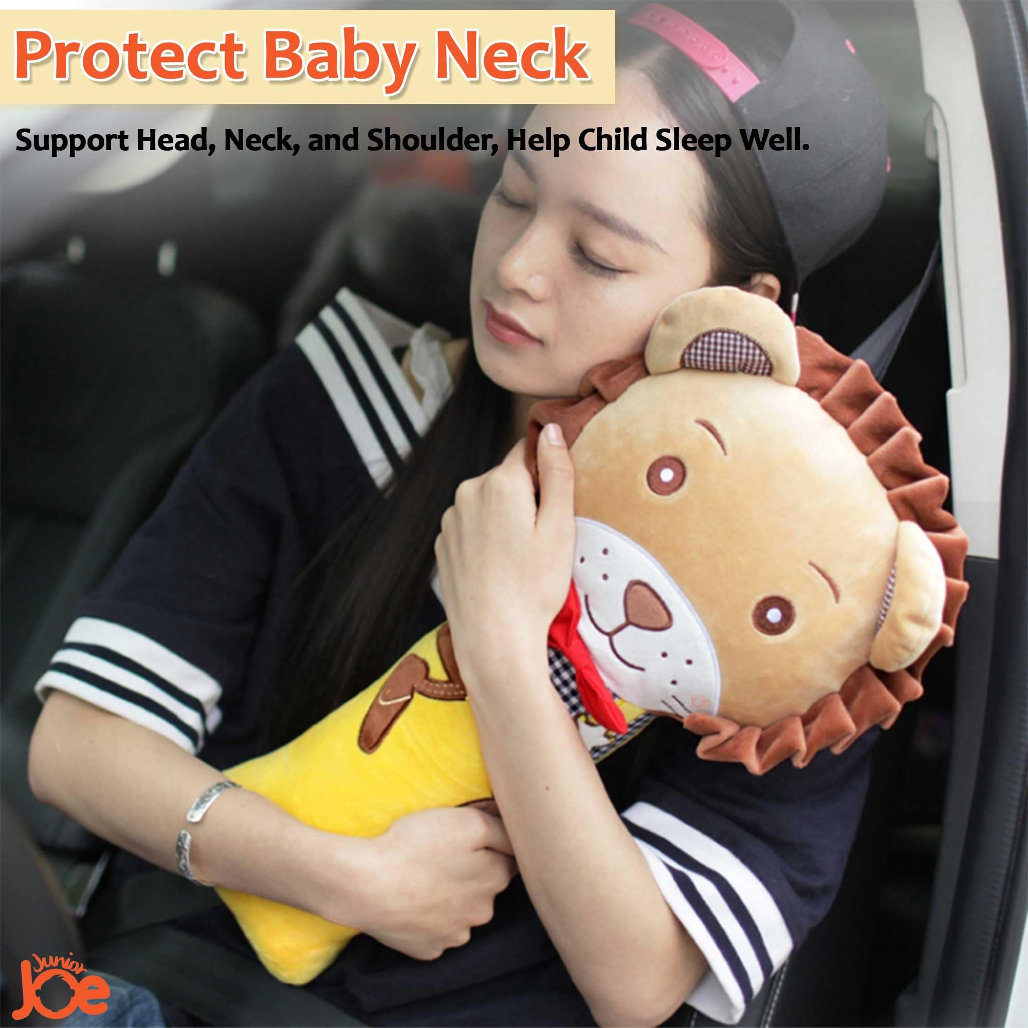 JUNIOR JOE Soft Velvet Car Seat Belt Pillow For Kids|Travel Neck Pillow With Cushion|Cute Cartoon Vehicle Shoulder Pads For Children|(Style-10),1 Count,Multicolor 3