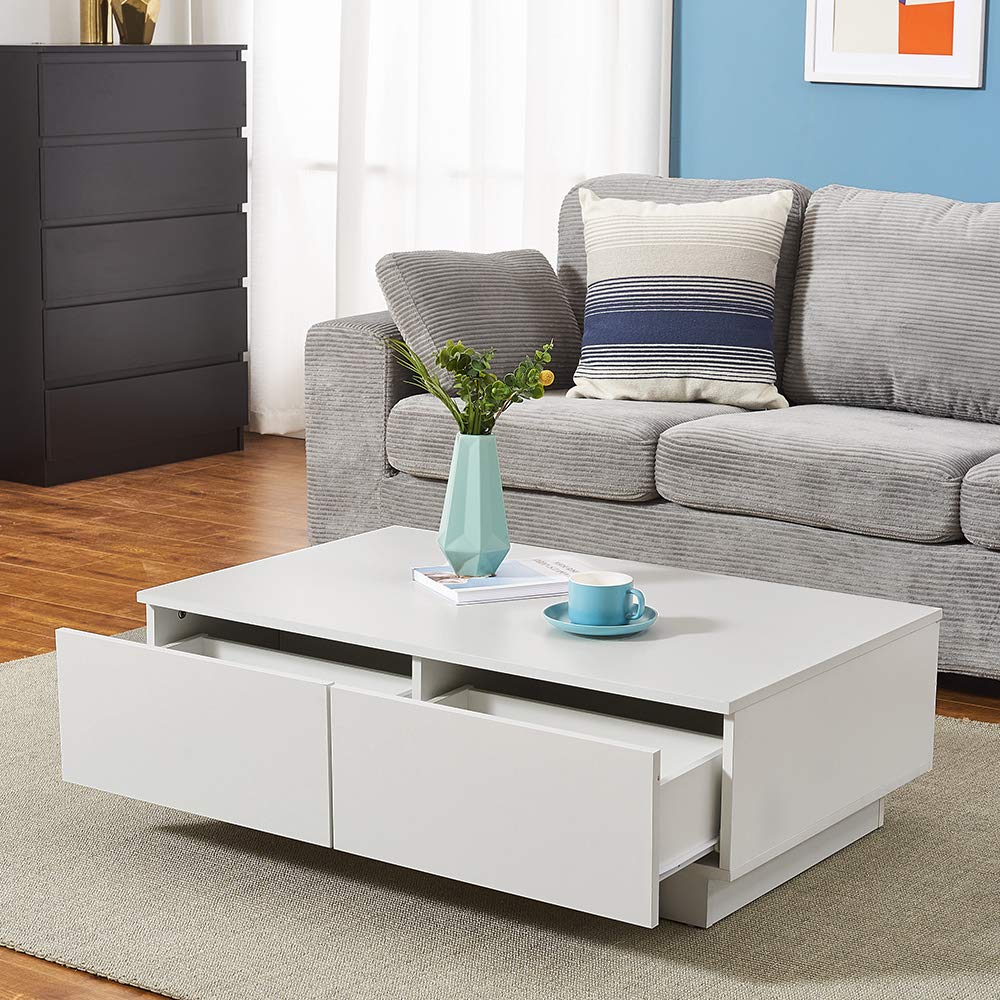 Small Space Furniture Panana 2-Tier Coffee Table - 39.4 Inch Modern ...