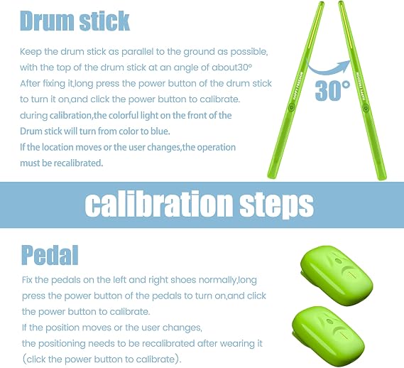Air Drum Sticks Set, Virtual Air Drum Set Electric Drumsticks Air Drum Sticks, for Adults Kids Beginners, Accurate Drumming (Green)