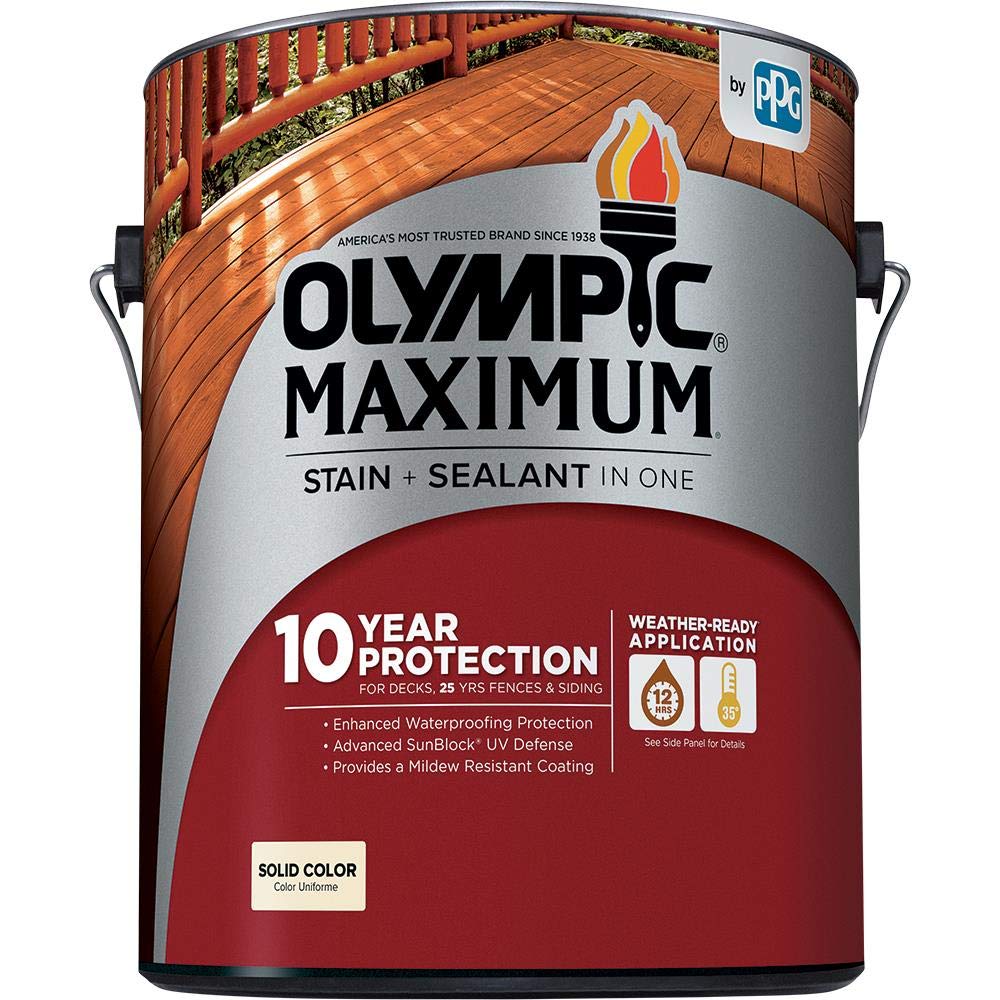 Olympic Stain 79614 Maximum Wood Stain and Sealer, 1 Gallon, Solid
