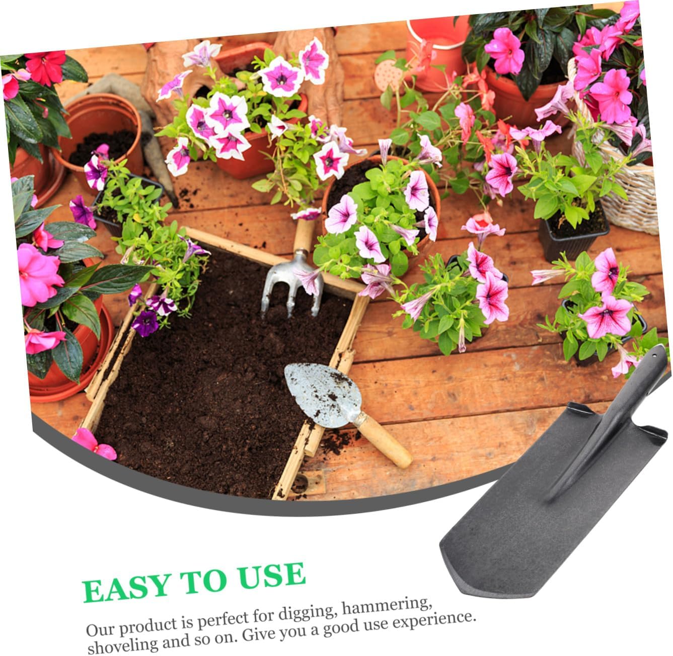 FOMIYES Heavy Duty Manganese Steel Garden Spade Shovel with Narrow Tip for Planting and Digging, Thickened Soil Hand Tool for Gardening and Tree Transplanting