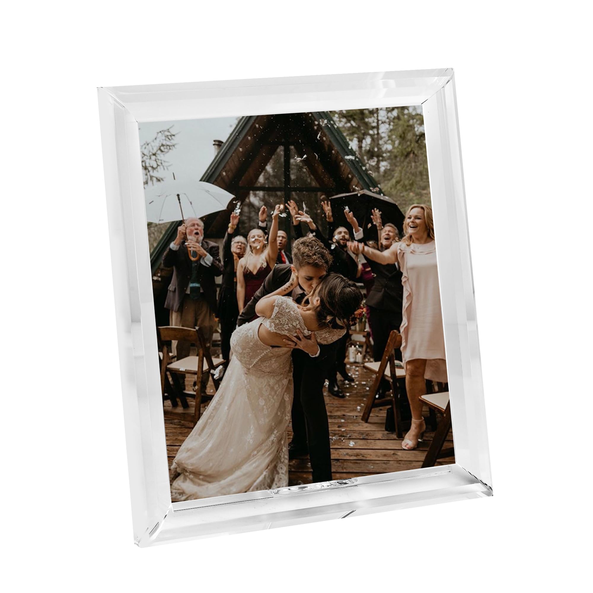 Photo 1 of DONOUCLS Crystal 8x10 Inch Picture Frame, Wedding Frame Tabletop Display, Display Pictures 8'' x 10'', Comes with Gift Box